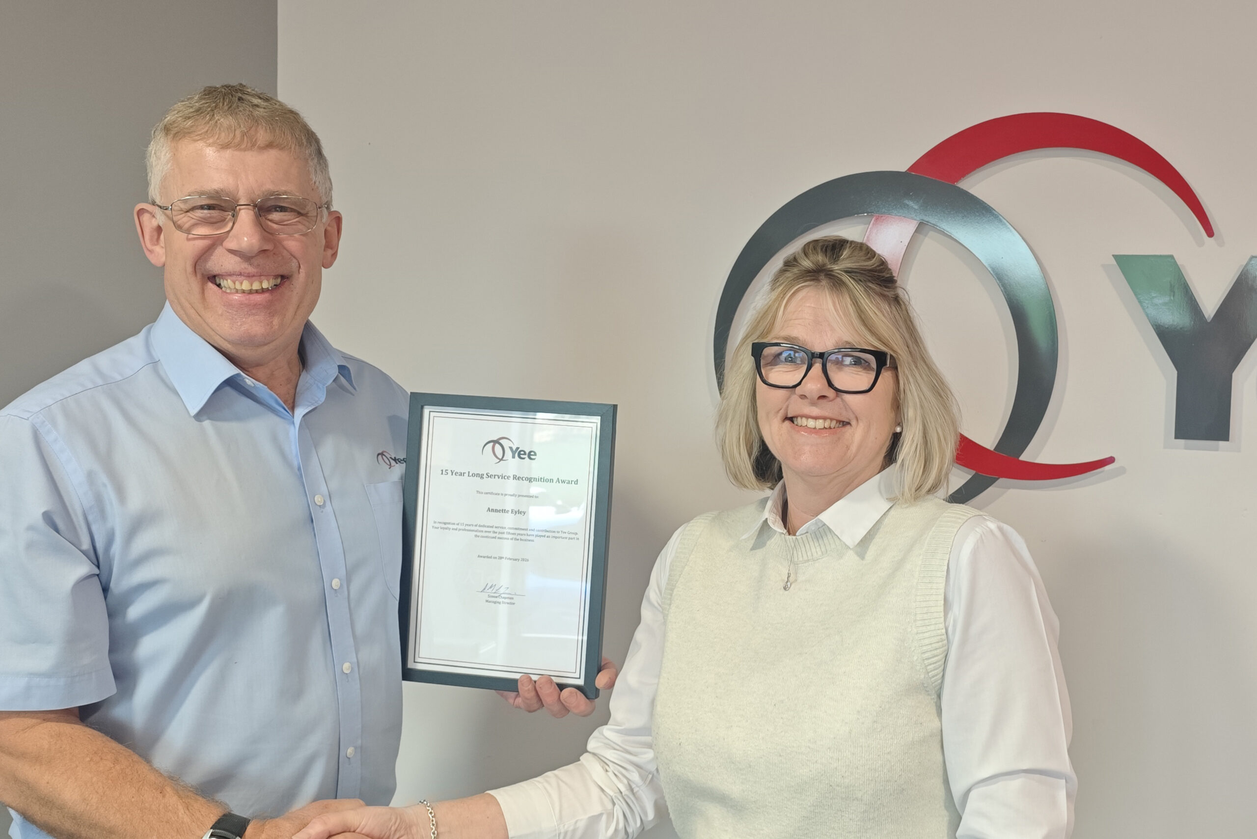15 Year Long Service Award for Annette Eyley